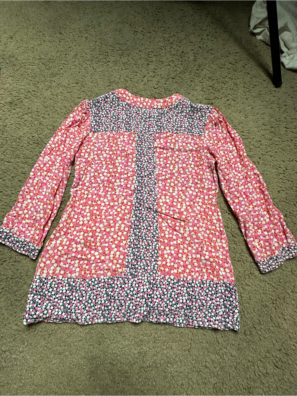 Boden Pink Navy White Polka-Dot Mixed Print LS Top US  Size  4